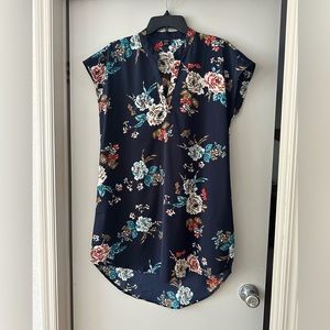 NWOT SHEIN VCAY Notch Neck Belted High Low Floral Dress. Size Medium